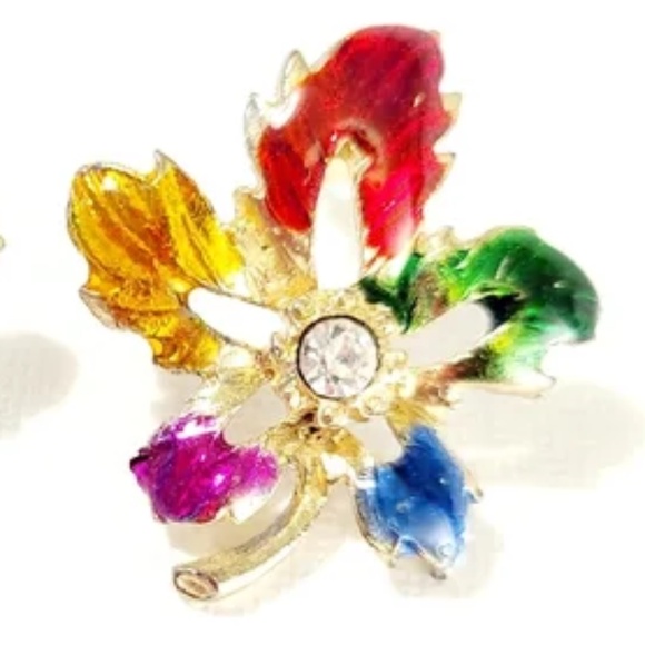 Rainbow Leaf Post Back Earrings - Picture 3 of 6